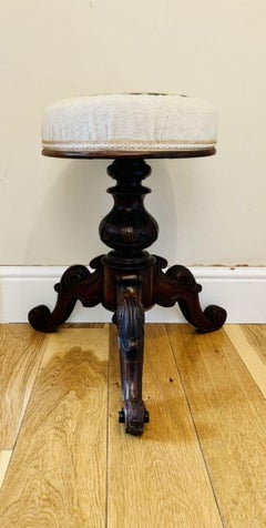 Quality antique Victorian walnut revolving piano stool