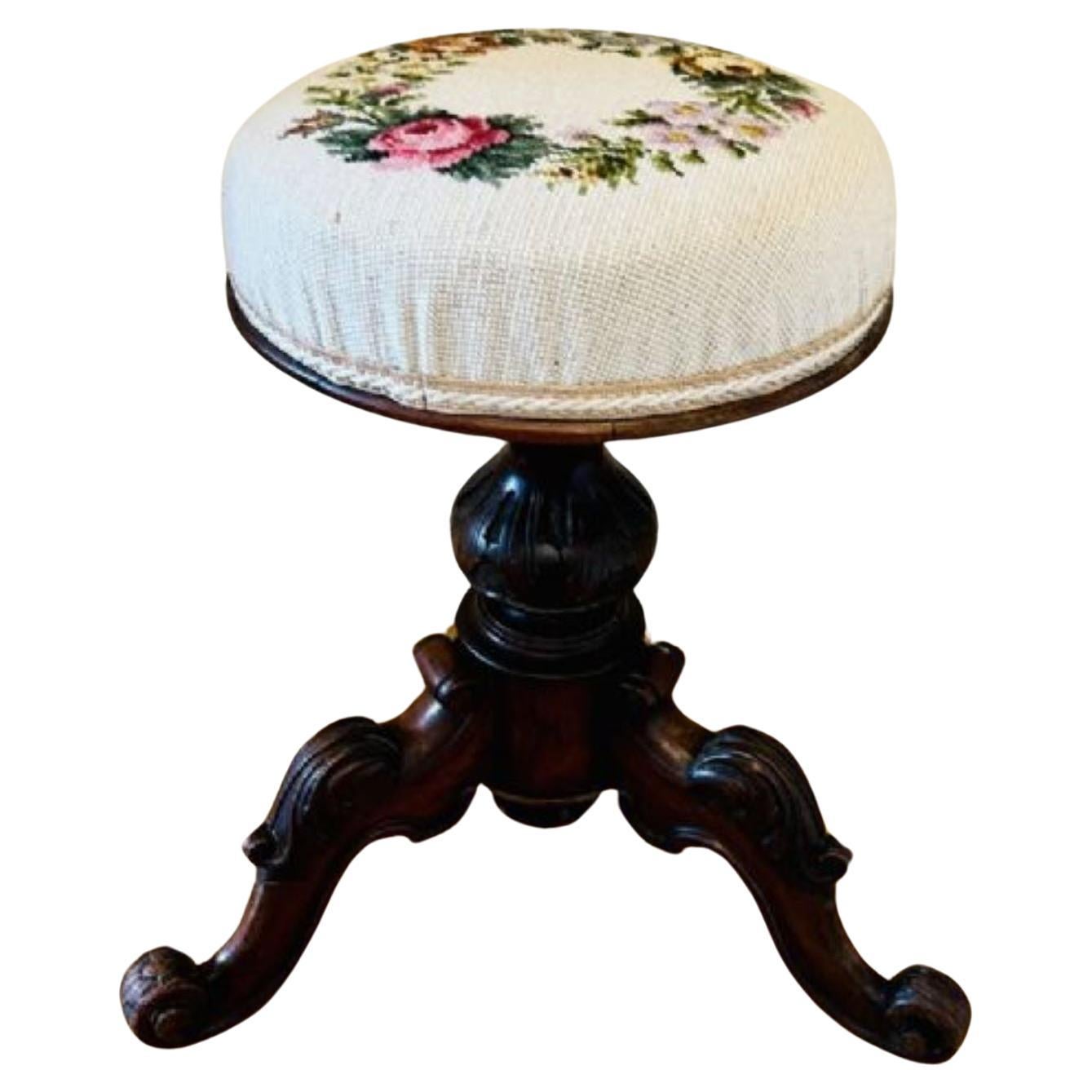 Quality antique Victorian walnut revolving piano stool 