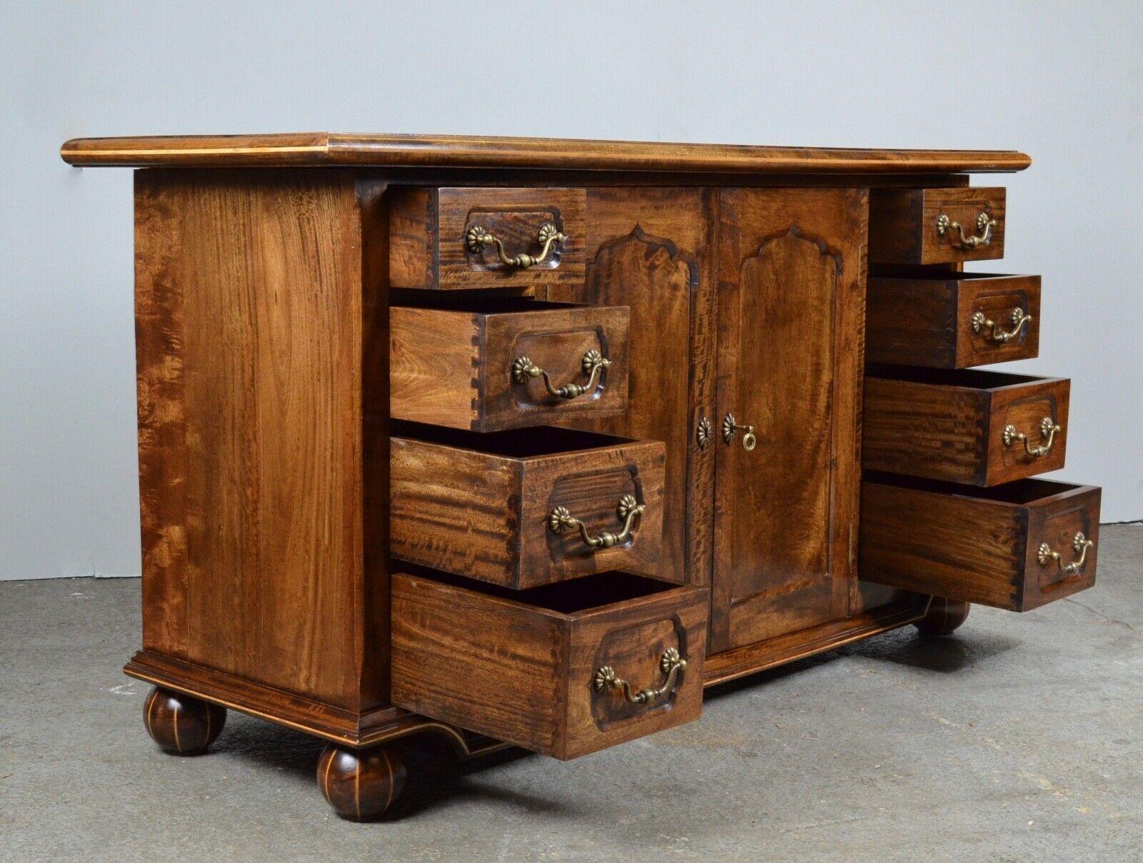 Quality Antique Walnut Parquetry Inlaid Hardwood Sideboard /Table&Ch Available For Sale 6