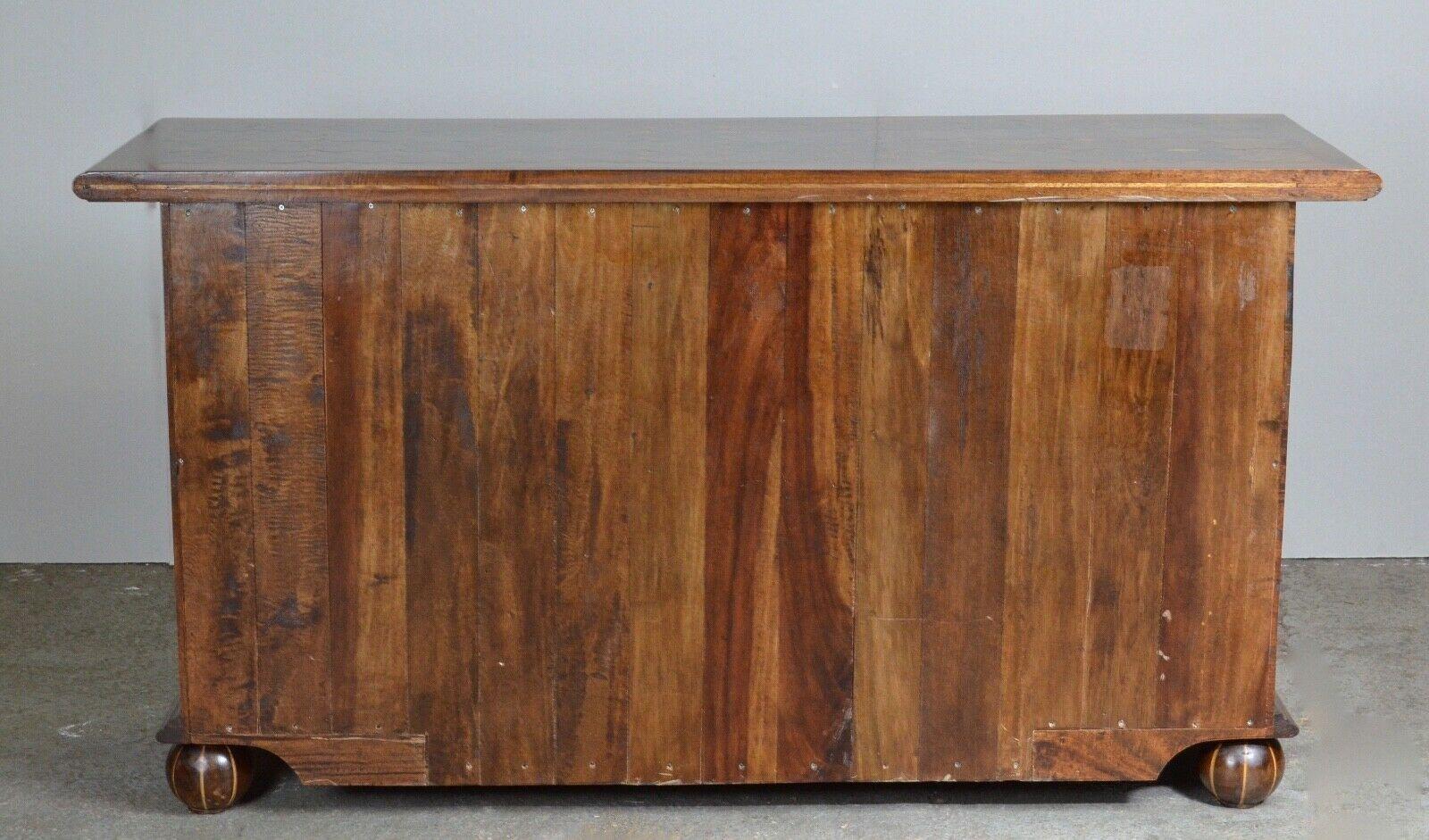 English Quality Antique Walnut Parquetry Inlaid Hardwood Sideboard /Table&Ch Available For Sale