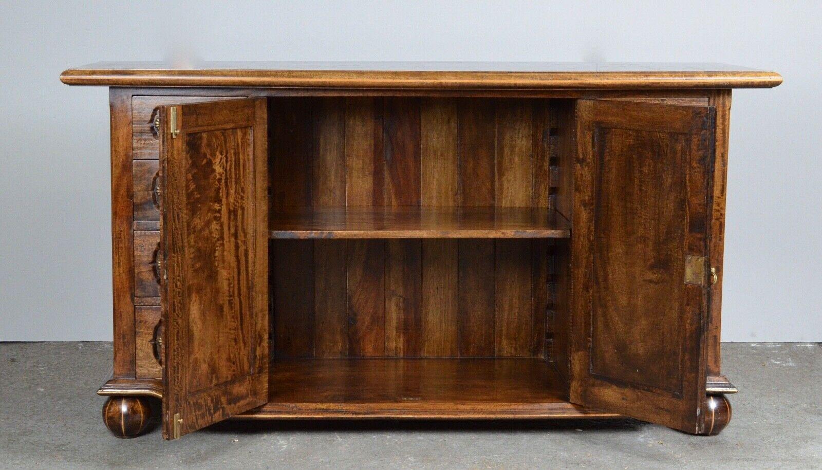 Quality Antique Walnut Parquetry Inlaid Hardwood Sideboard /Table&Ch Available For Sale 1