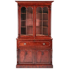 Quality Antique William IV Mahogany Secretaire Bookcase