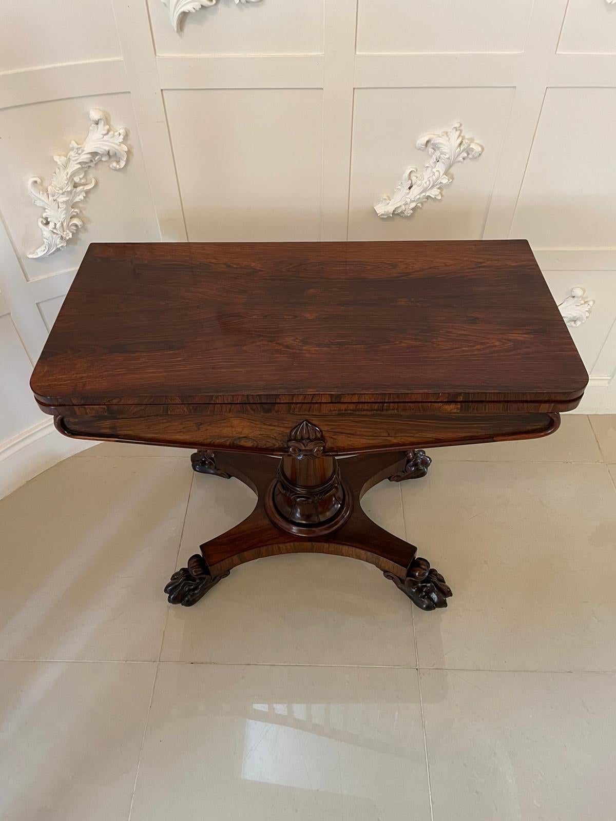 Table à cartes/côté en bois de rose William IV ancienne et de qualité en vente 8