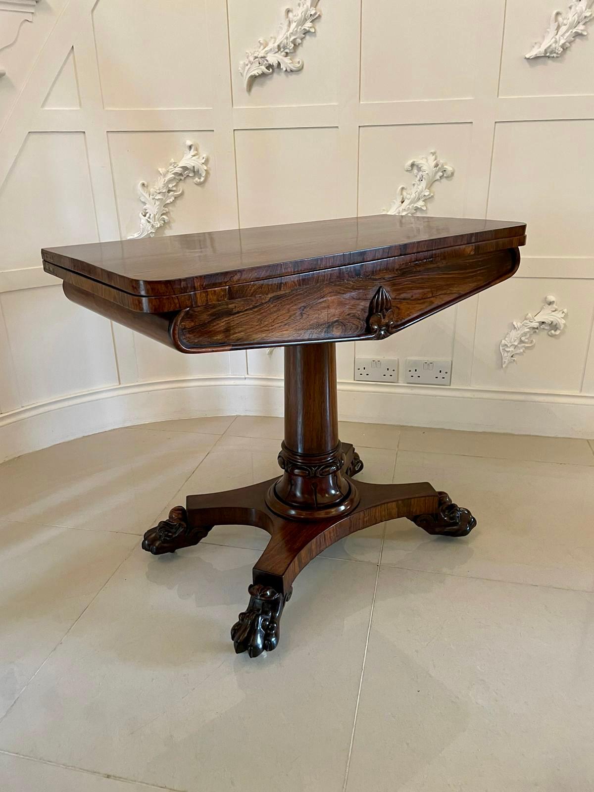 Table à cartes/côté en bois de rose William IV ancienne et de qualité en vente 12