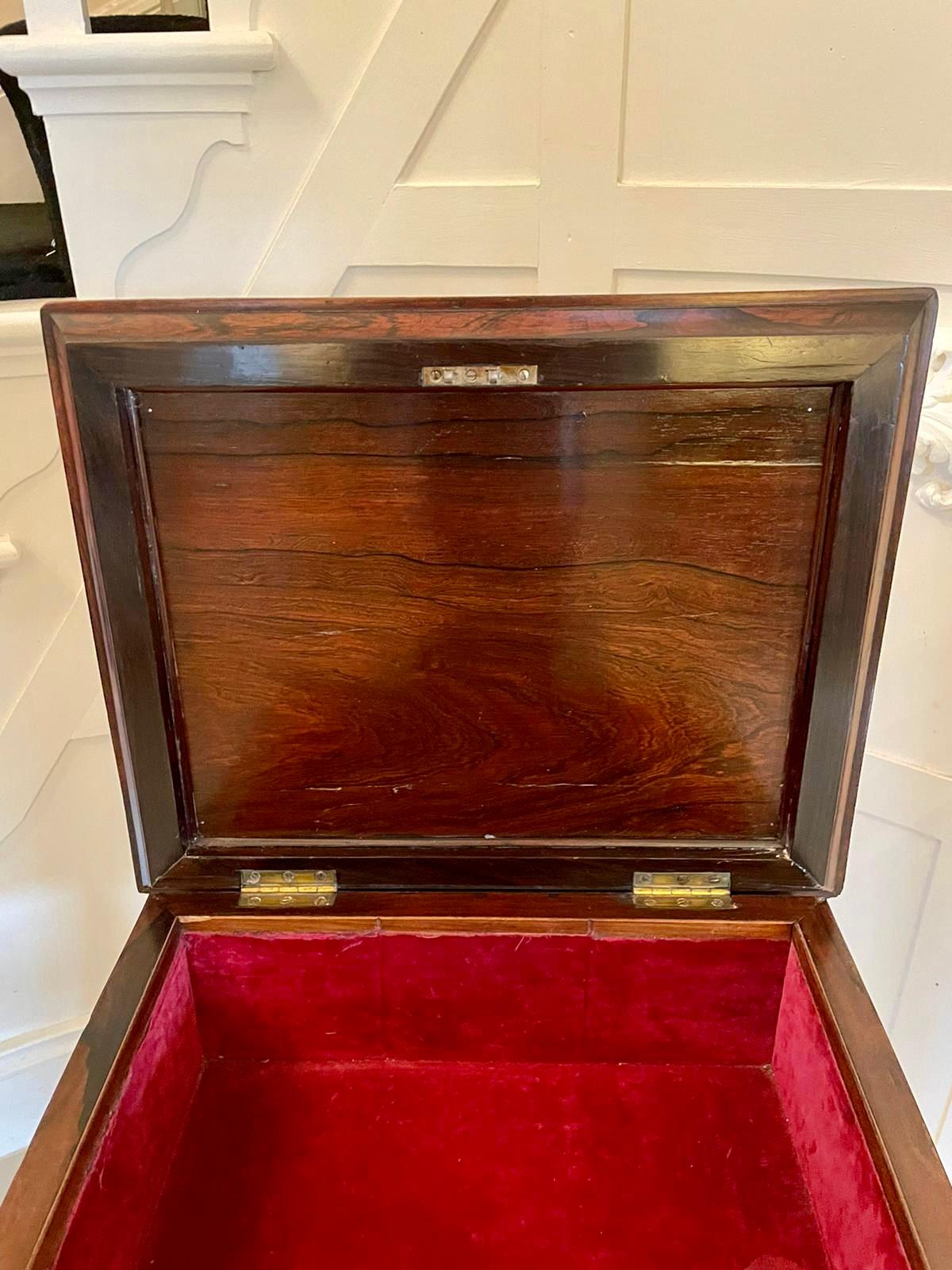  Quality Antique William IV Rosewood Work Box    For Sale 3