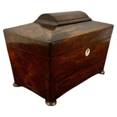 Caja de Té de Palo de Rosa de Calidad Antigua Willian IV