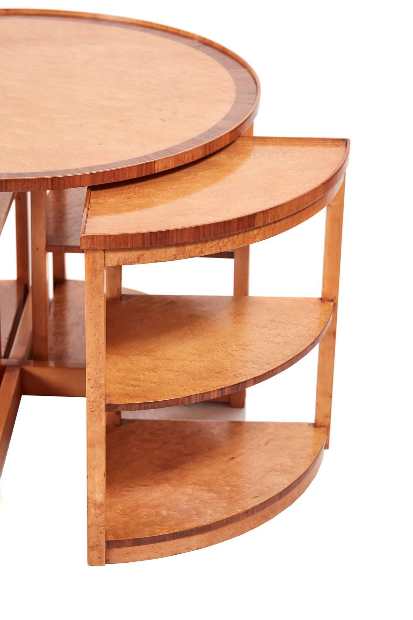 Mid-20th Century Quality Art Deco Bird's-Eye Maple Quartetto Nest of Tables