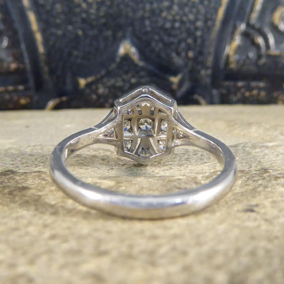 Quality Art Deco Replica Diamond Plaque Ring in 18 Carat White Gold In New Condition For Sale In Yorkshire, West Yorkshire