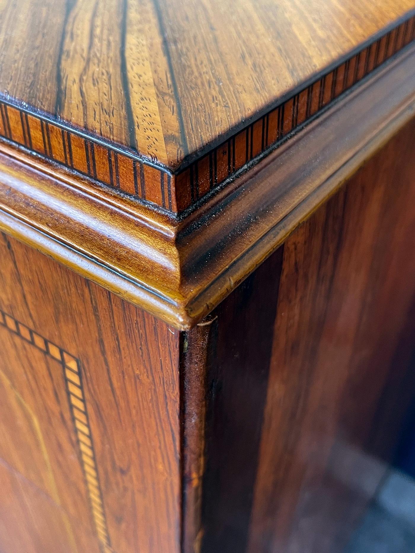 Early 20th Century Quality Art Deco Rosewood and Burl Walnut 3-Drawer Chest by Irwin Furniture For Sale