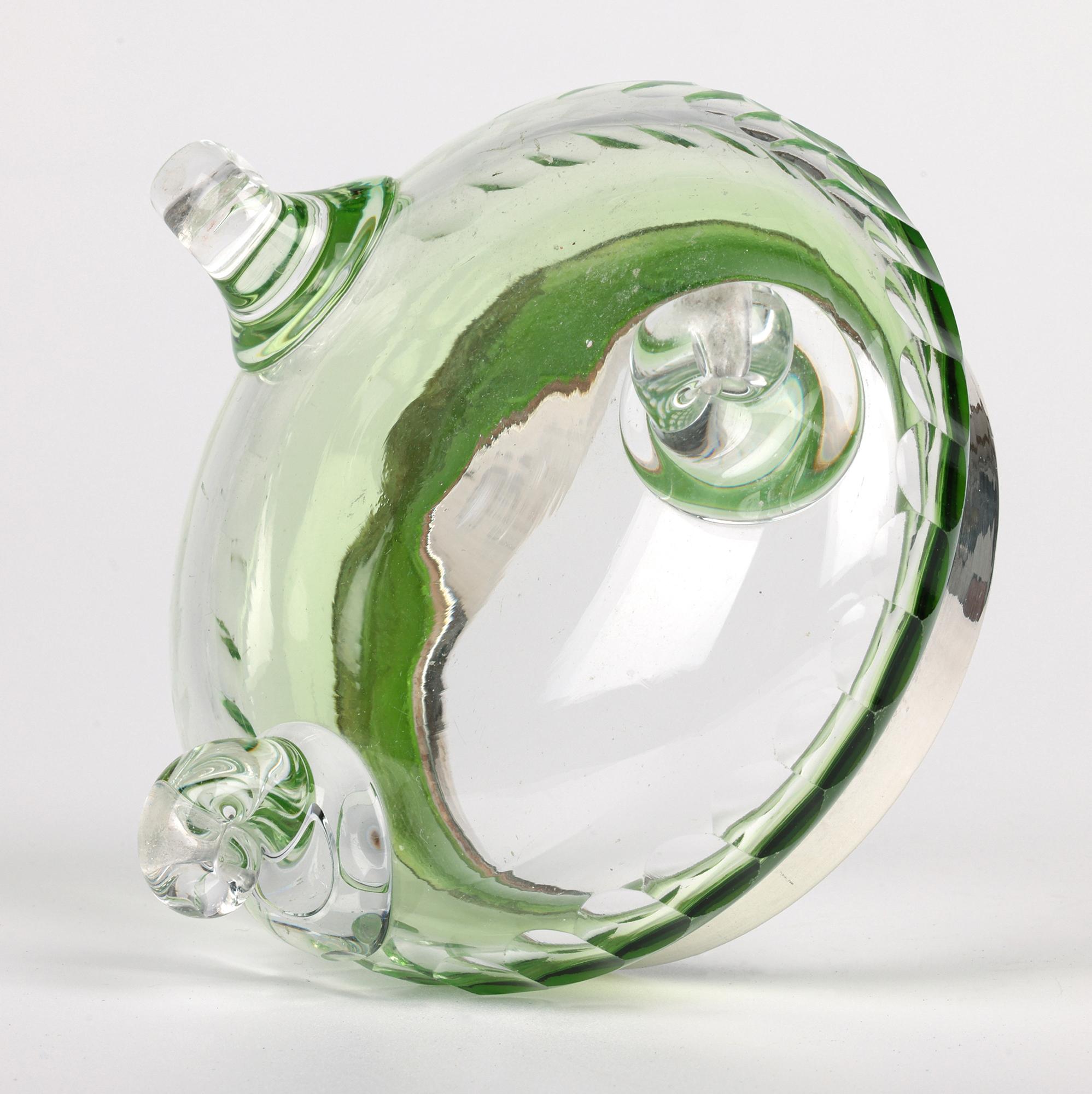 Cuenco inglés Art Nouveau de calidad con pie de cristal tintado montado en plata en venta 3