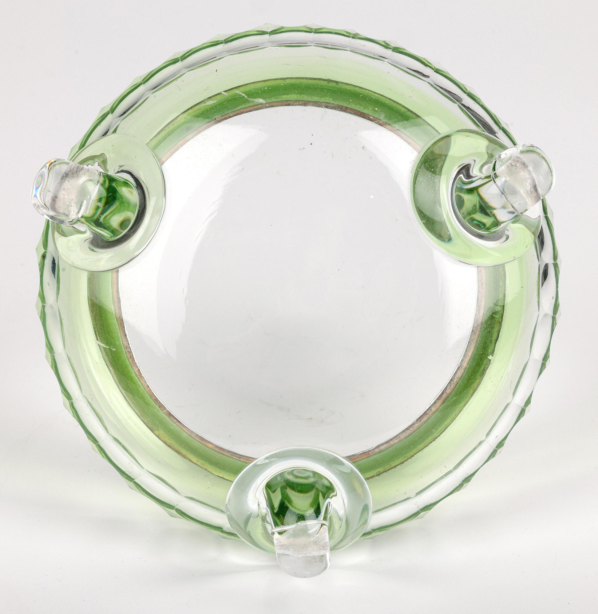Cuenco inglés Art Nouveau de calidad con pie de cristal tintado montado en plata en venta 6