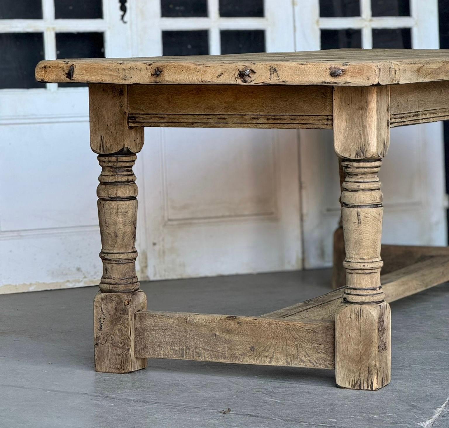 Quality Bleached Oak Farmhouse Dining Table  For Sale 7