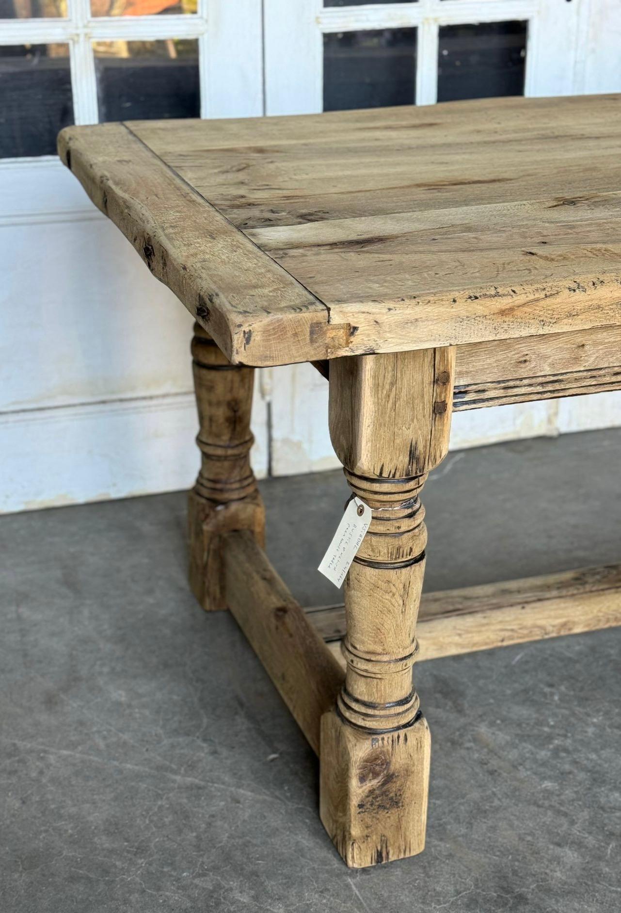 Quality Bleached Oak Farmhouse Dining Table  For Sale 9