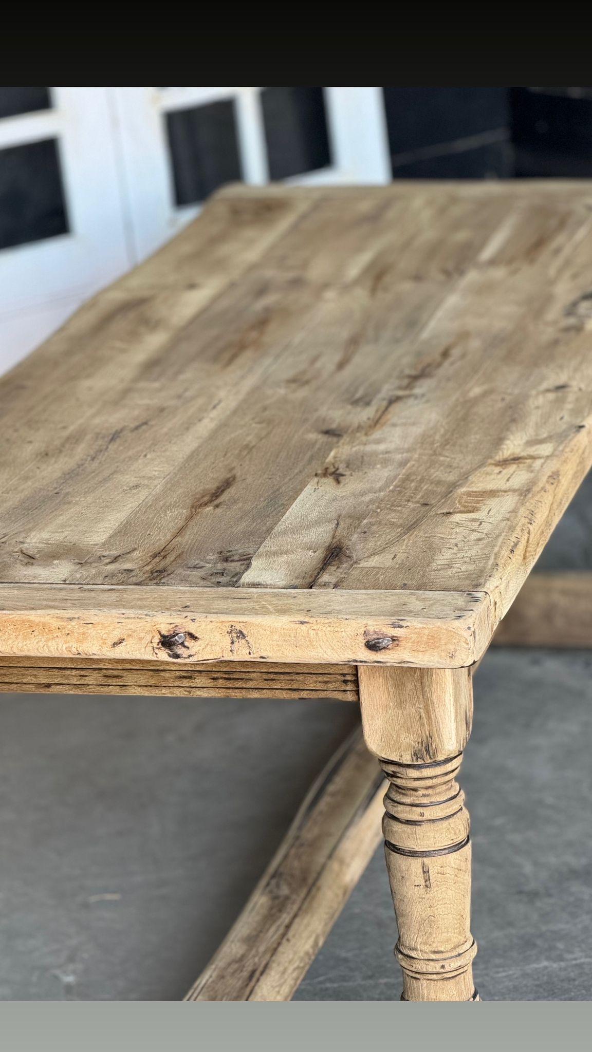 Quality Bleached Oak Farmhouse Dining Table  For Sale 13