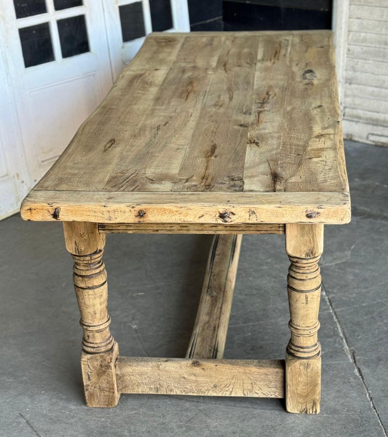 Quality Bleached Oak Farmhouse Dining Table  For Sale 2