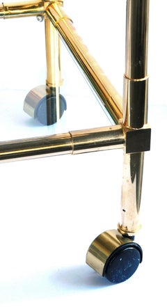 Quality Brass 1970s 2-Tier Brass and Glass Bar/Drinks Cart
