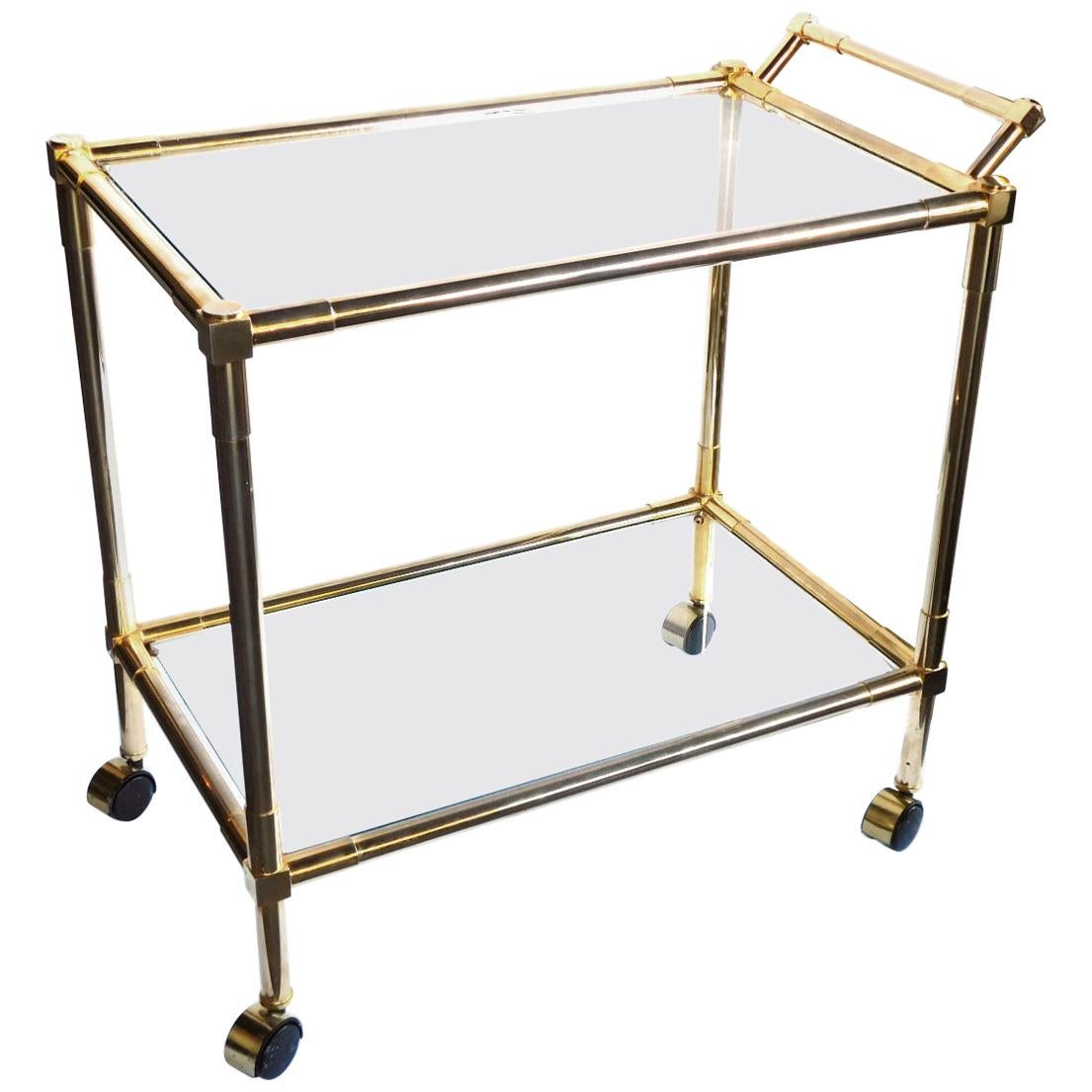 1970's Brass Bar Cart at 1stDibs