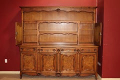 Quality Burled Walnut French Country Louis XV Breakfront China Cabinet