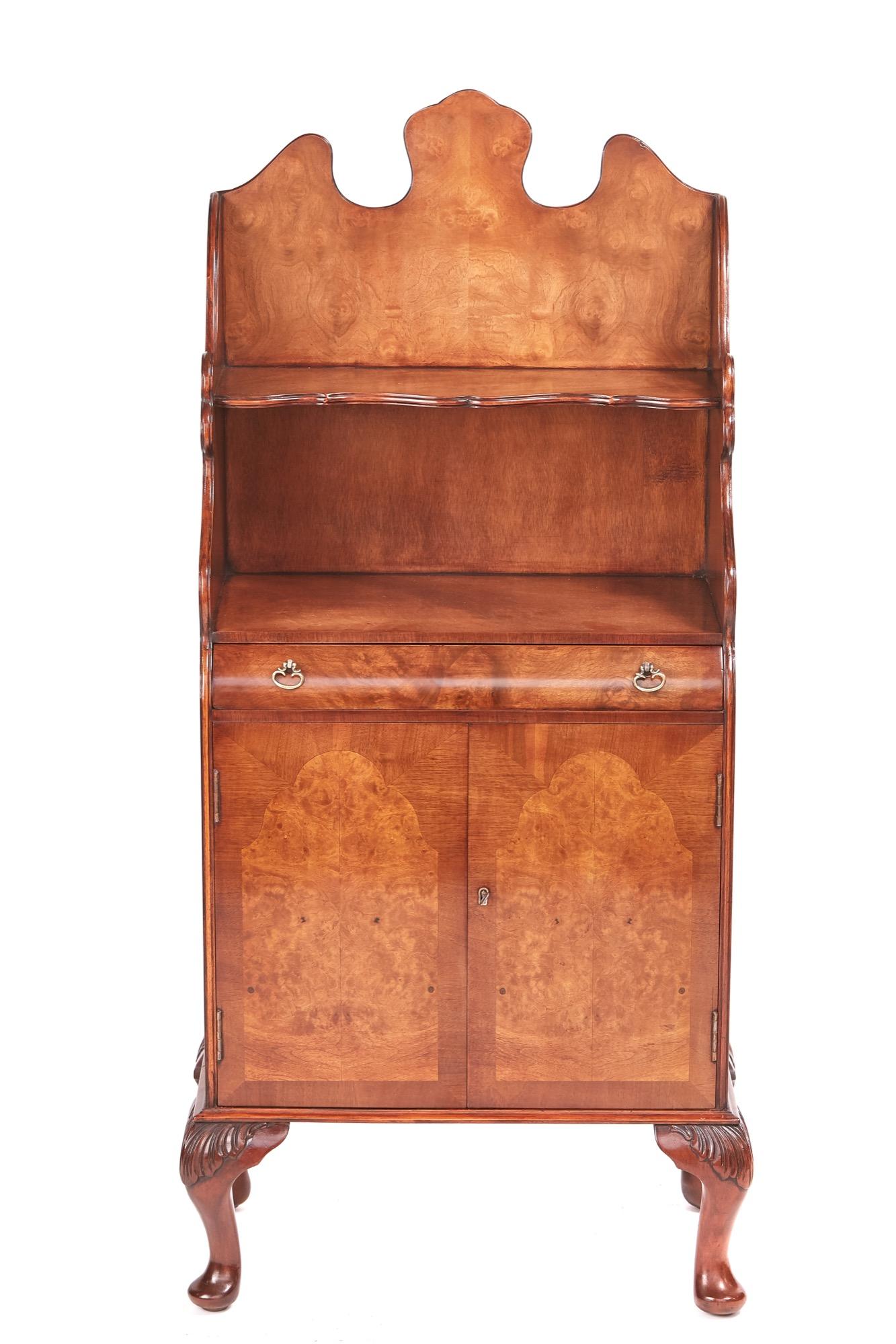 Art Nouveau Quality Burr Walnut Near Pair of Side Cabinets For Sale