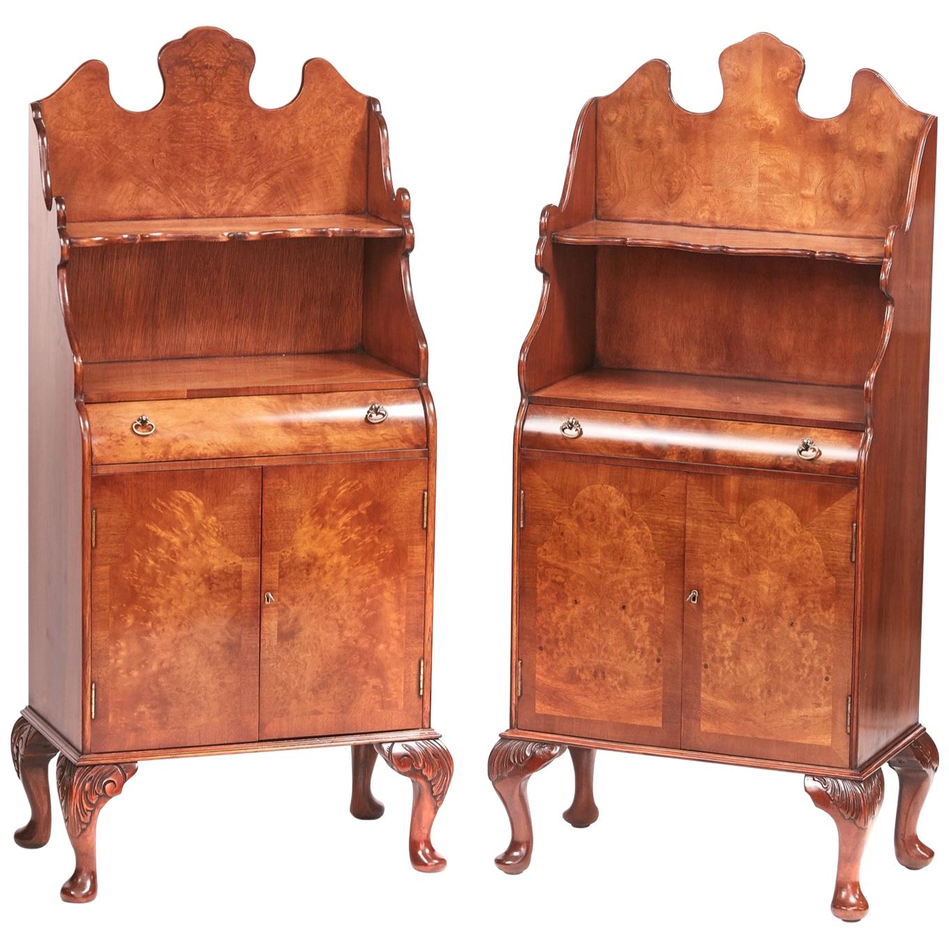 Quality Burr Walnut Near Pair of Side Cabinets For Sale