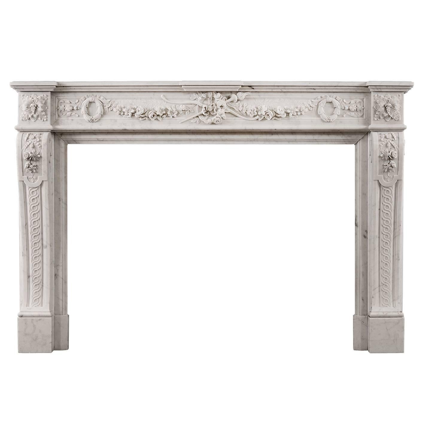Quality Carrara French Louis XVI Style Fireplace Mantel Chimneypiece