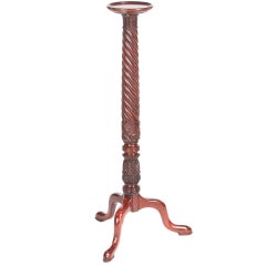 Quality Carved Mahogany Torchiere / Plant Stand
