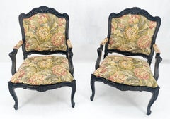Quality Carved Tapestry Upholstery Arm Fireside Chairs MINT