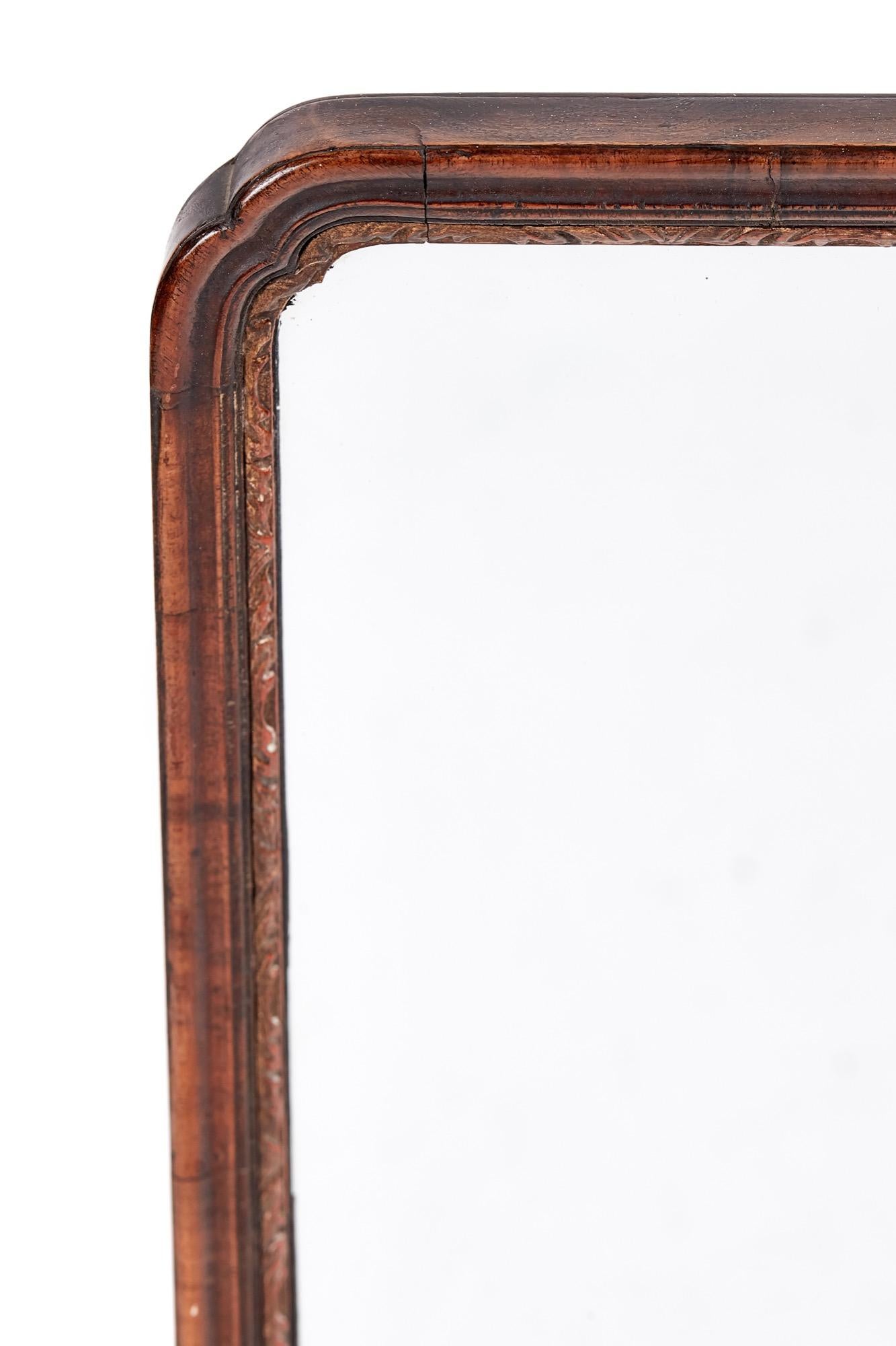 European Quality Carved Walnut Wall Mirror