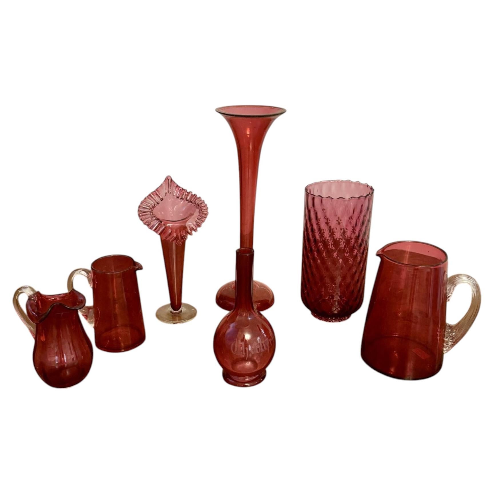 Quality collection of antique cranberry glass