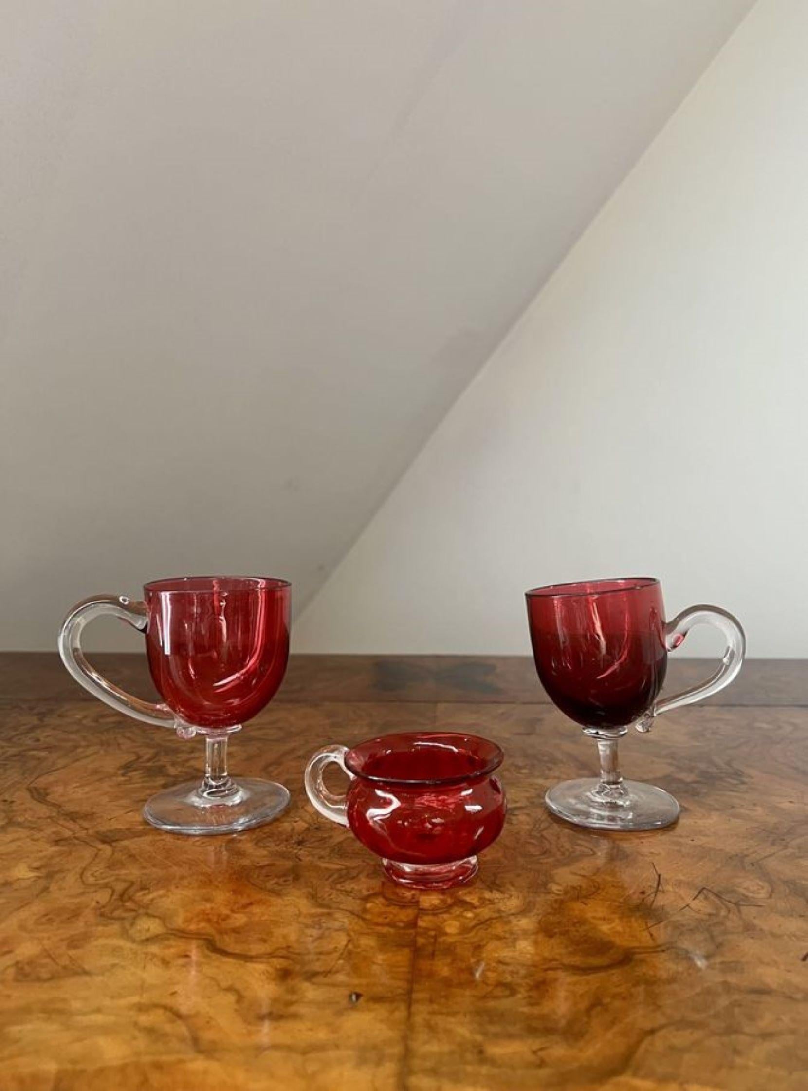 Quality collection of antique Victorian cranberry glass  In Good Condition For Sale In Ipswich, GB