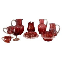 Quality collection of antique Victorian cranberry glass 