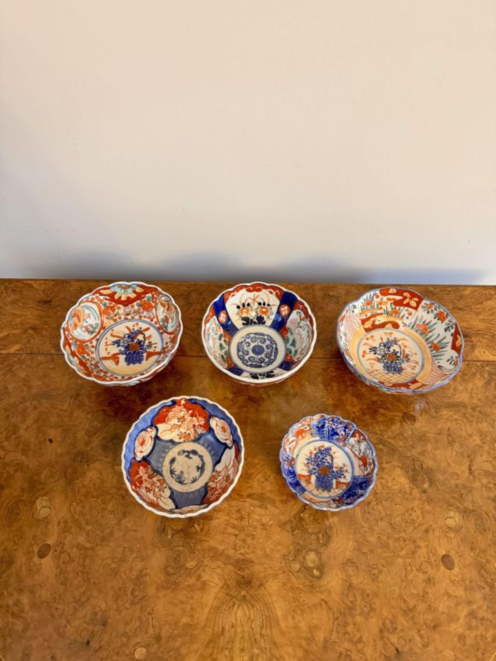 Quality collection of five antique Japanese imari bowls  For Sale 2