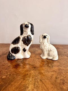 Quality collection of five antique quality hand painted Staffordshire dogs