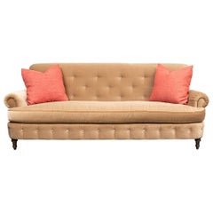 Quality Custom Tan Velveteen Sofa