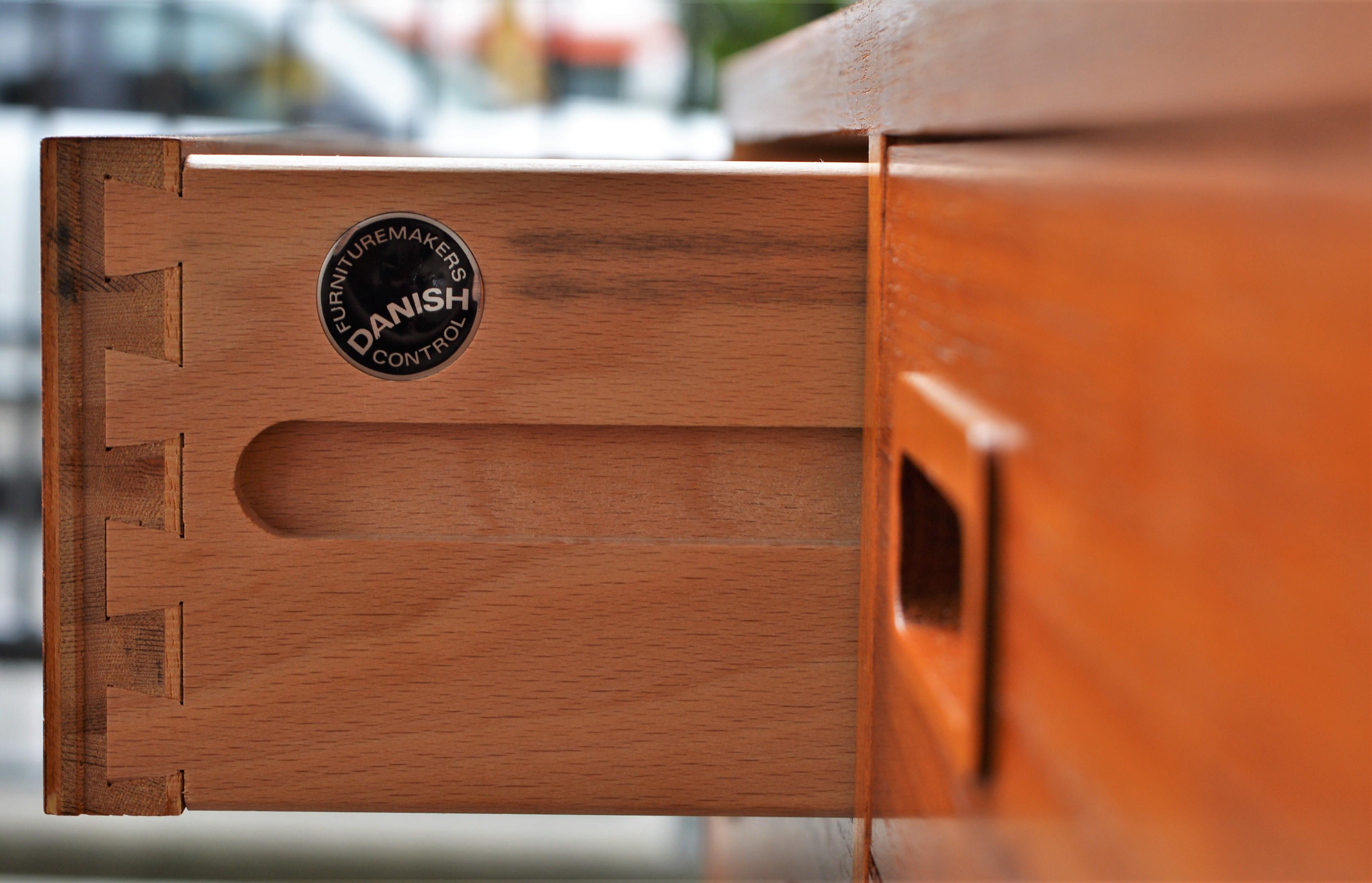 Beech Quality Danish Teak Compact Dresser/Chest of Drawers with Legs by Hundevad & Co For Sale