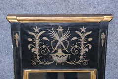 Specchio dorato di qualità con lacca ebanizzata Palladio, revival neoclassico italiano