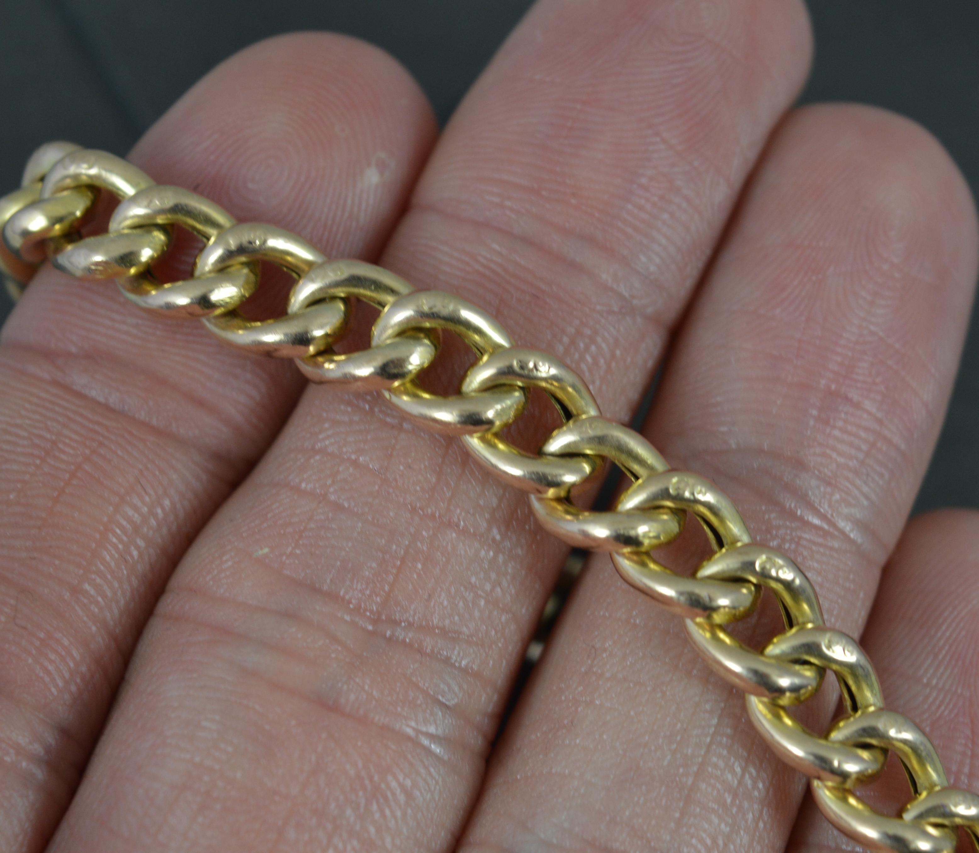 Quality Edwardian 9 Carat Gold Plain Curb Link Bracelet In Excellent Condition For Sale In St Helens, GB