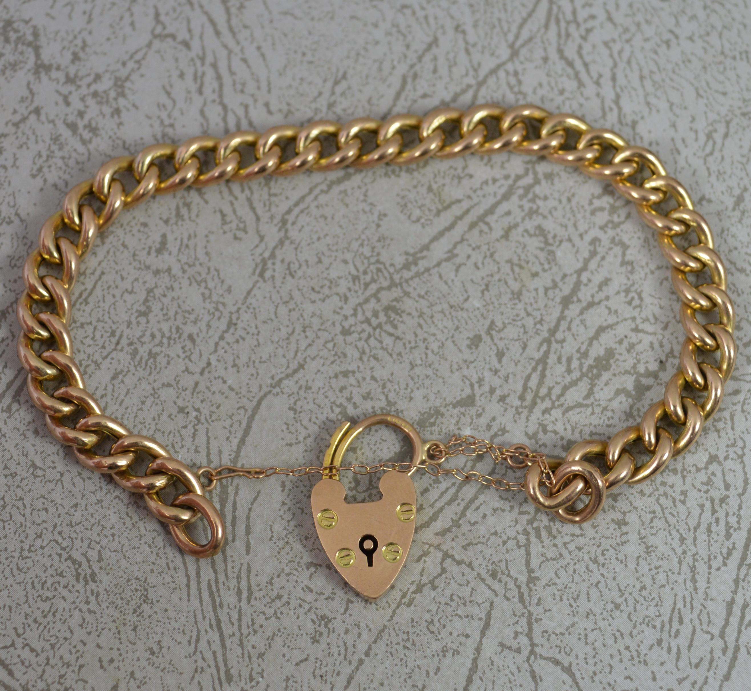 Quality Edwardian 9 Carat Gold Plain Curb Link Bracelet 1