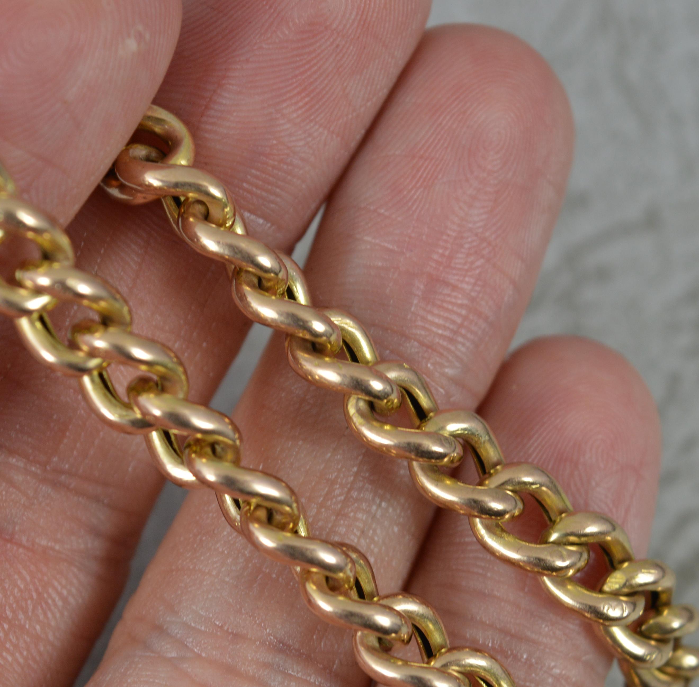 Quality Edwardian 9 Carat Gold Plain Curb Link Bracelet For Sale 3