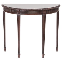 Quality Edwardian Carved Mahogany Demilune Console Table