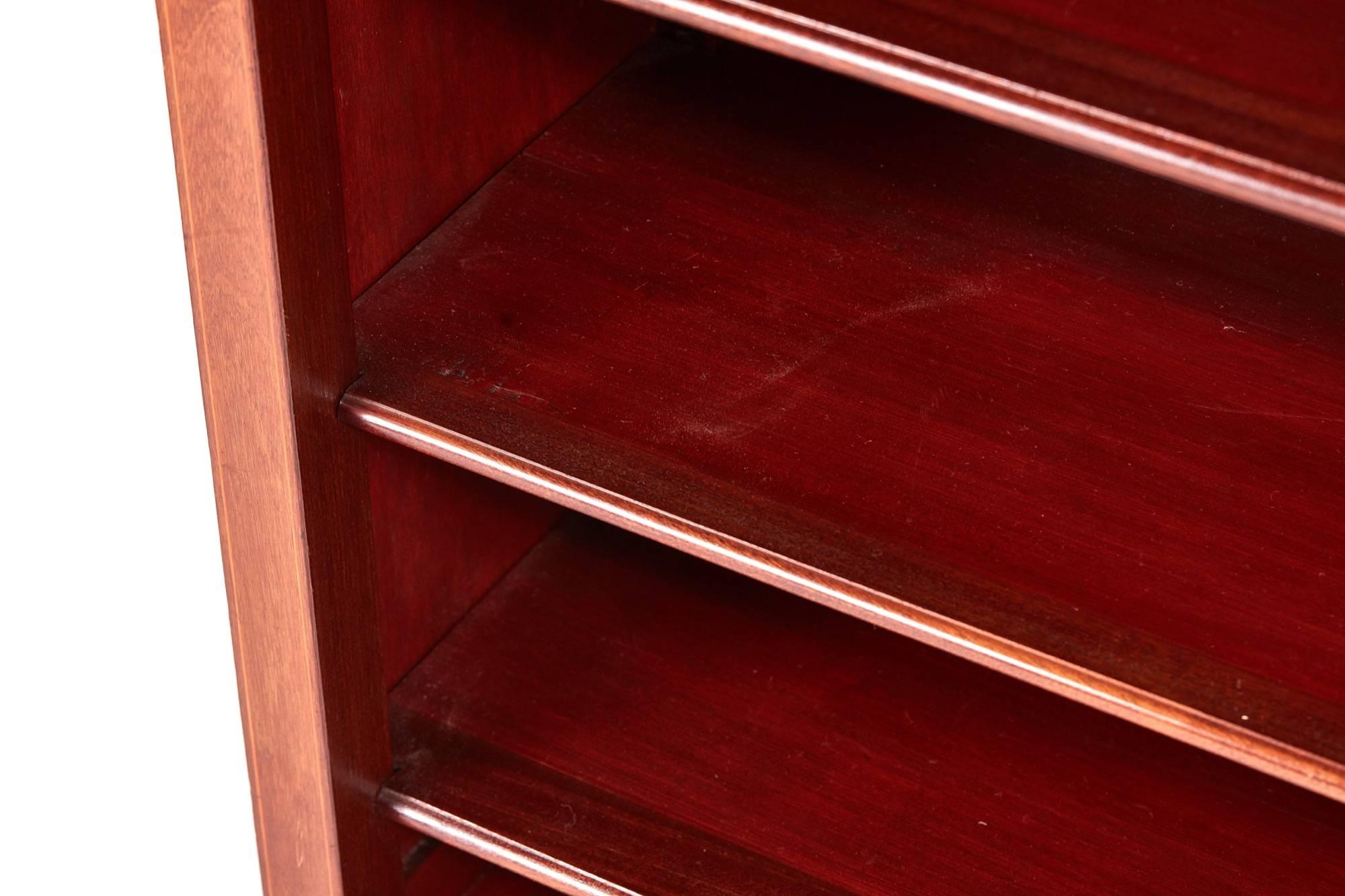 20th Century Quality Edwardian Inlaid Mahogany Open Bookcase