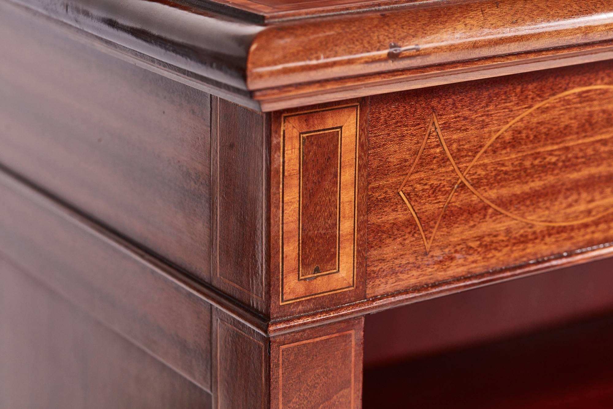 Quality Edwardian Inlaid Mahogany Open Bookcase 3