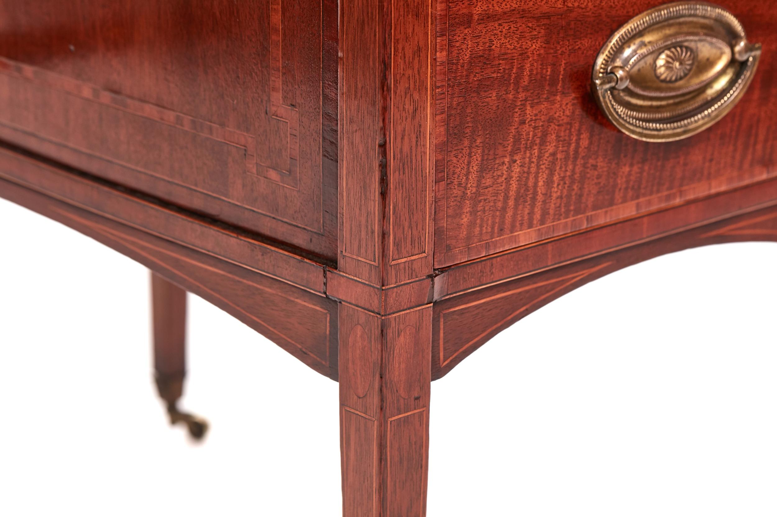 Quality Edwardian Mahogany Inlaid Freestanding Pedestal Desk For Sale 2