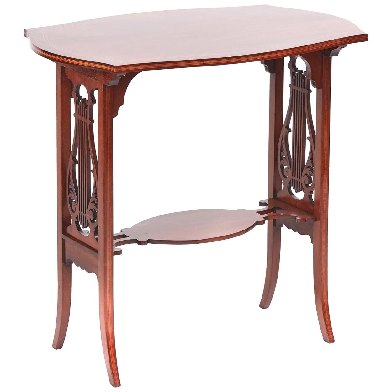 Quality Edwardian Mahogany Inlaid Lamp Table For Sale