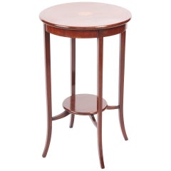 Quality Edwardian Mahogany Inlaid Round Lamp Table