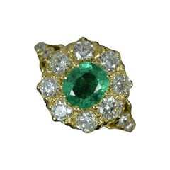 Quality Emerald and 1.00ct Vs Diamond 18ct Gold Cluster Ring