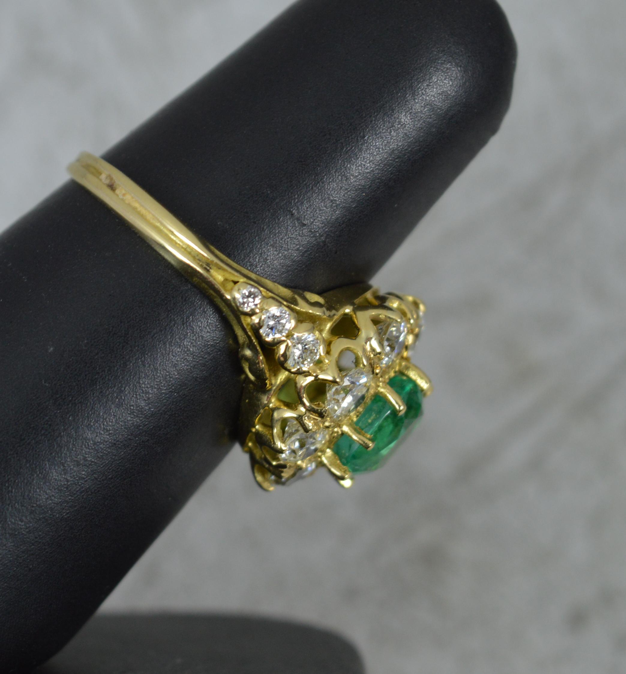 Quality Emerald and Vs 1.00ct Diamond 18 Carat Gold Cluster Ring 5