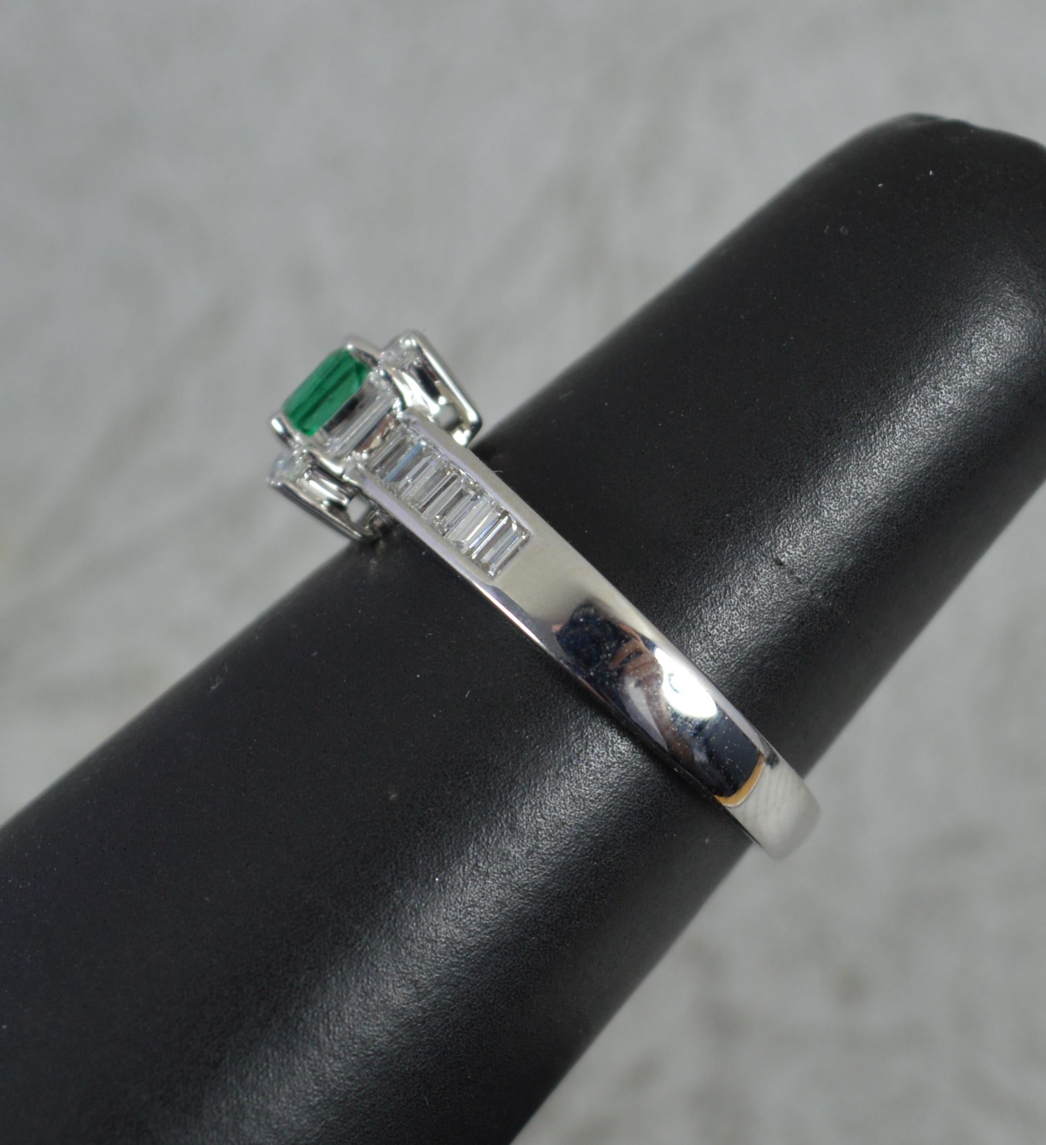 Quality Emerald and VS Diamond 18ct White Gold Engagement Cluster Ring For Sale 2