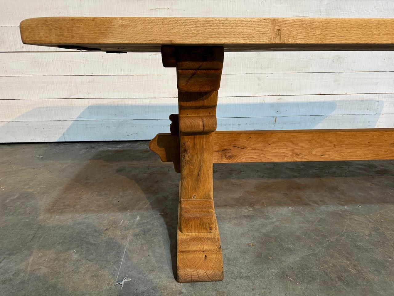 Quality French Bleached Oak Farmhouse Trestle Dining Table  For Sale 8
