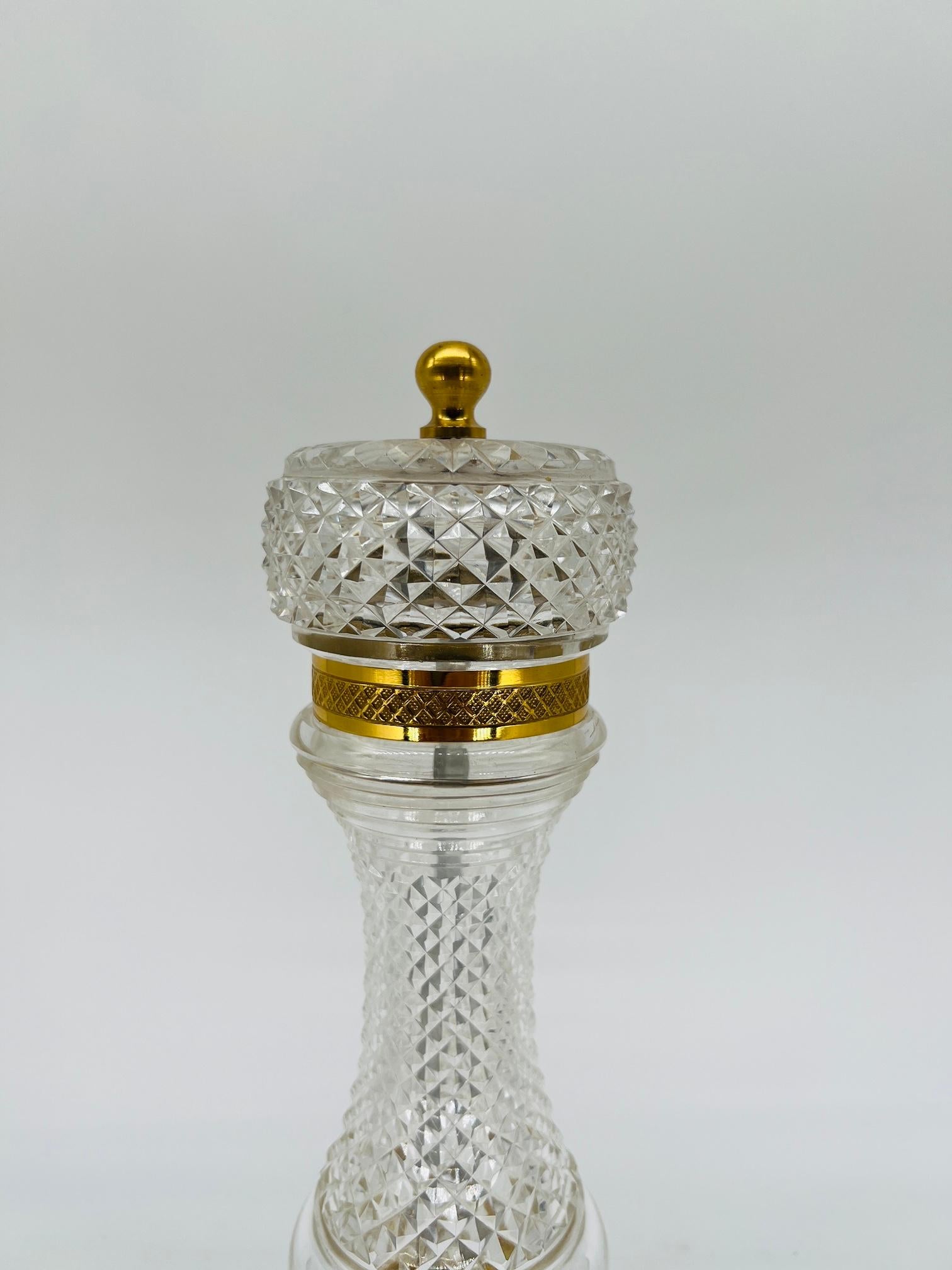 Quality French Cut Crystal & Ormolu Mounted Large Pepper Mill In Good Condition In Atlanta, GA